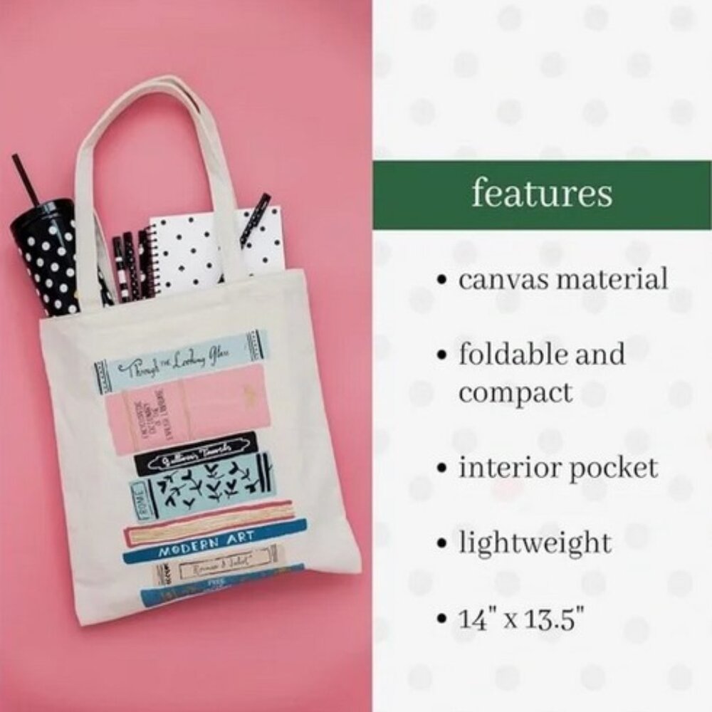 Kate Spade Cream Tote with Book Design